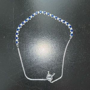 Swavorski blue and clear crystal adjustable chain bracelet